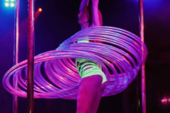 LAS VEGAS, NEVADA - JULY 21: Cast member Sabrina Russo-Stotts performs with hula hoops during a media preview of "Exxcite The Show" at Larry Flynt's Hustler Club on July 21, 2022 in Las Vegas, Nevada. (Photo by Ethan Miller/Getty Images)